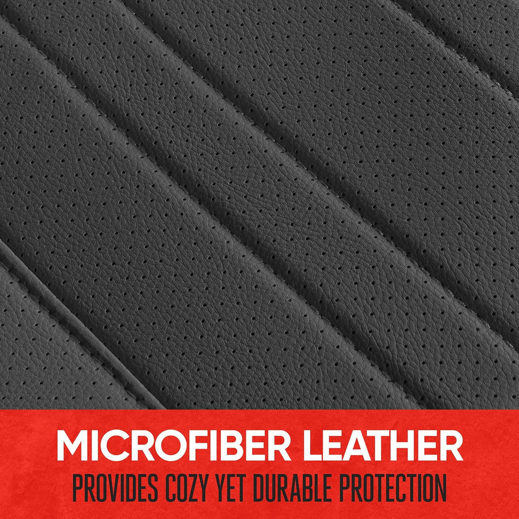Motor Trend Seat Cover for Cars Trucks SUV, Faux Leather Rear Bench Black Padded Car Seat Cover with Storage Pockets, Premium Interior Car Seat Cover
