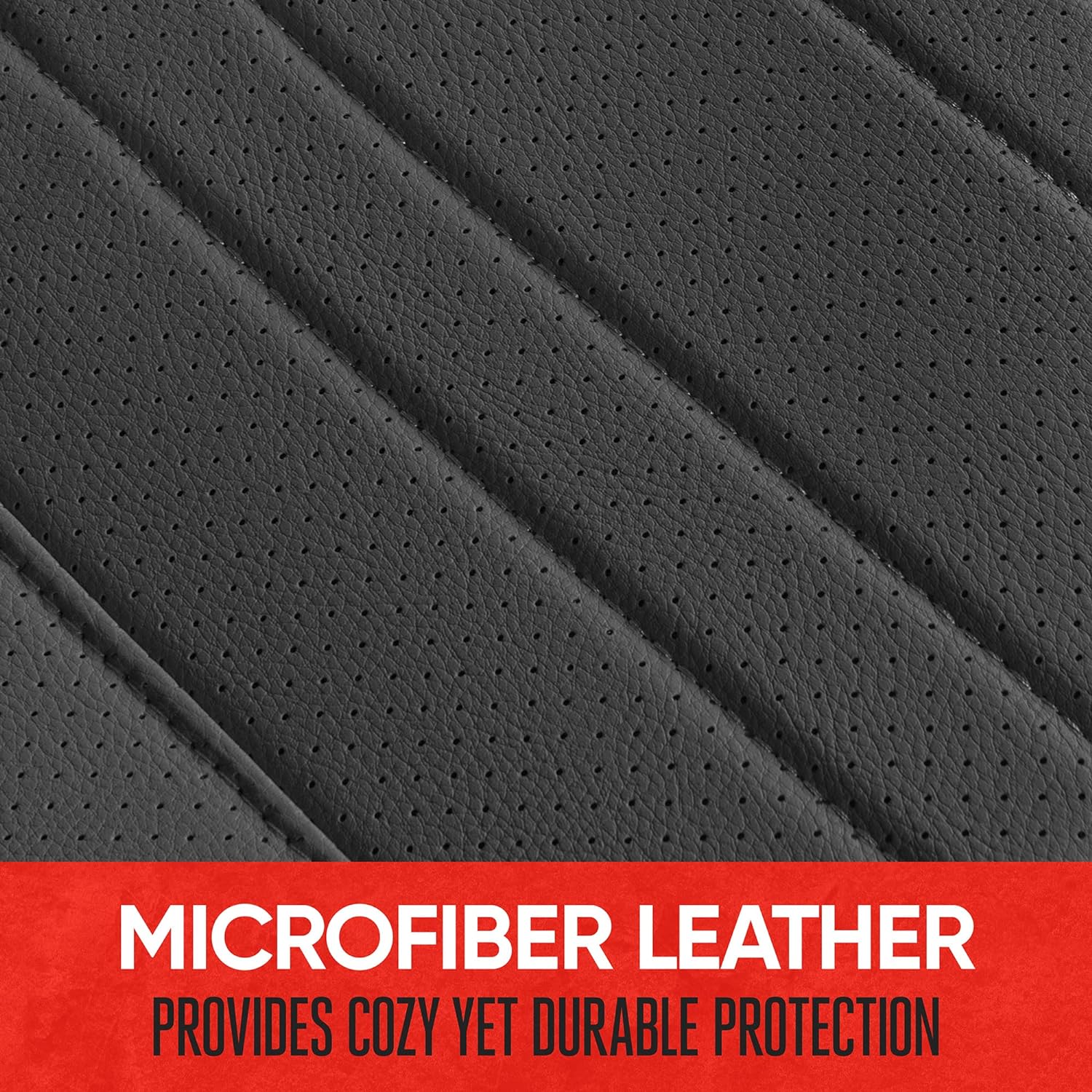 Motor Trend Seat Cover for Cars Trucks SUV, Faux Leather Rear Bench Black Padded Car Seat Cover with Storage Pockets, Premium Interior Car Seat Cover