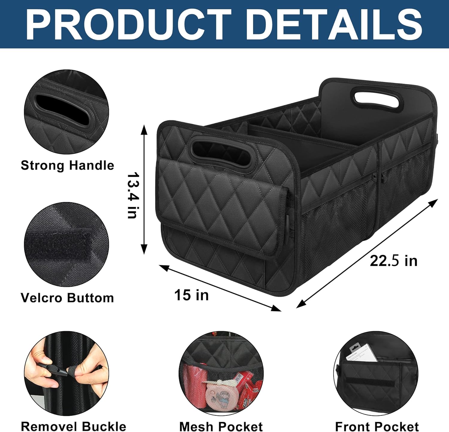 Deosk Car Trunk Organzier and Storage with 6 Big Pocket,Car Accessories for Women/Men 70L Waterproof Polyester Trunk Organzier for Car/SUV/Minivan/Truck(Large, Black)
