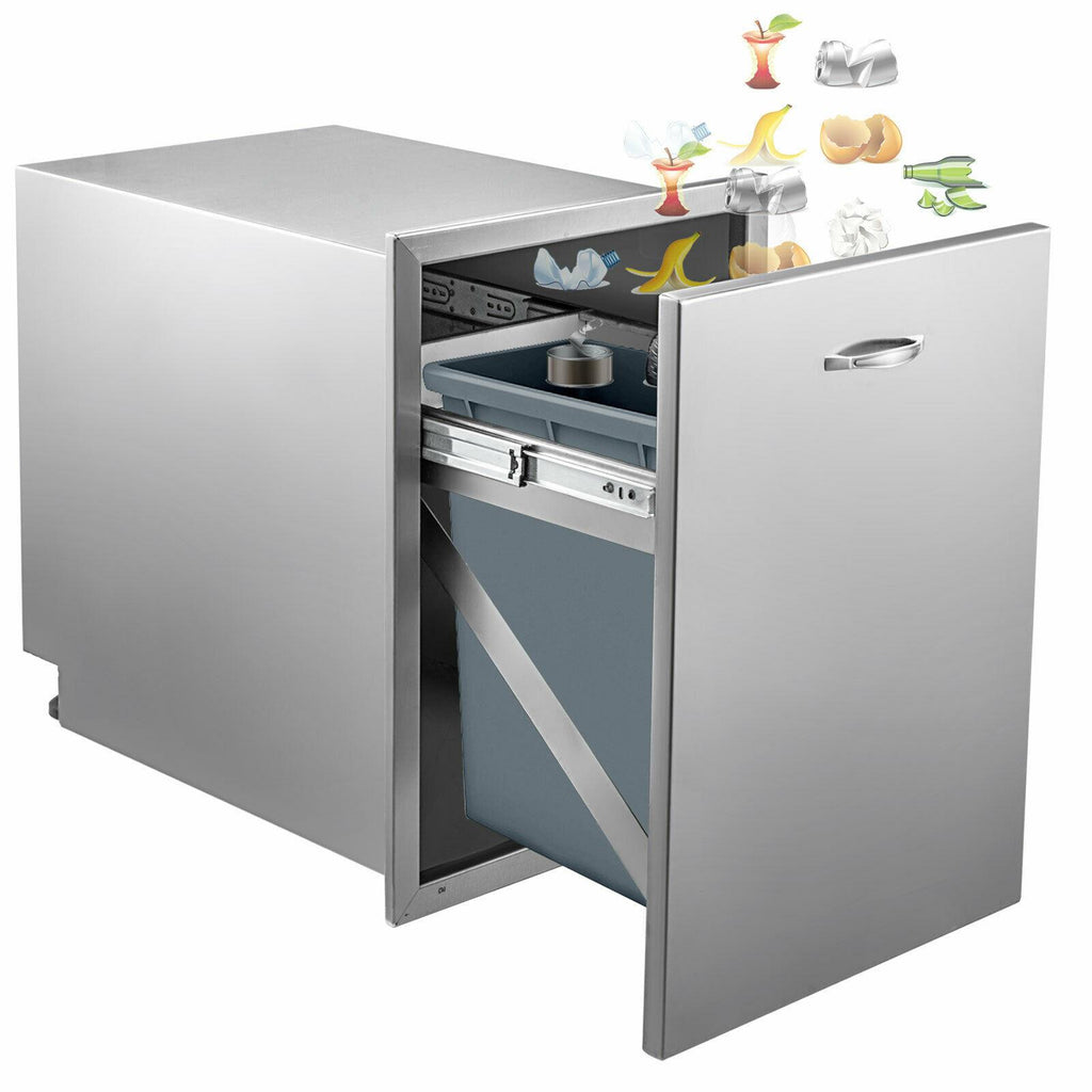 Pull Out Trash Drawer 17.7"x22.8" Trash Bin  Outdoor Kitchen BBQ Island