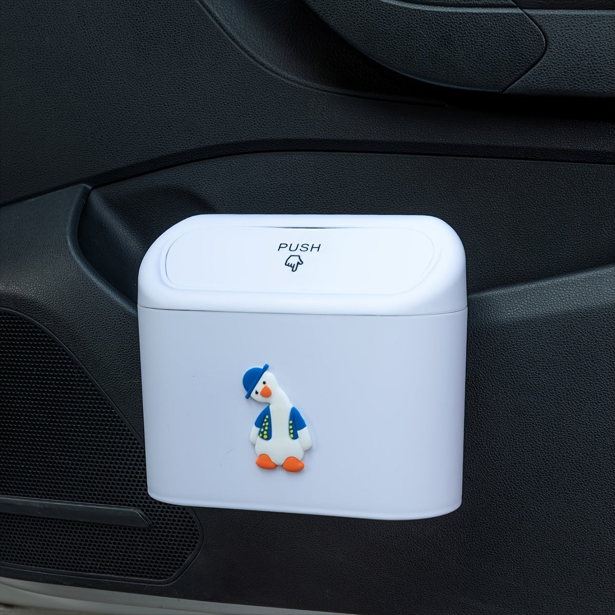 Cute Cartoon Car Trash Can With Flip-top Lid - Keep Your Car Clean And Tidy!