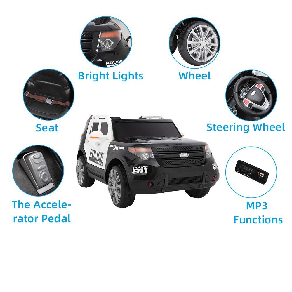 Zimtown Kids Ride On Car Off-Road Police Electric Car Double Drive 12V Battery Motorized Vehicles Children's Best Toy Car Safe w/ Remote Control, 3 Speeds, Music, Seat Belts, LED Lights