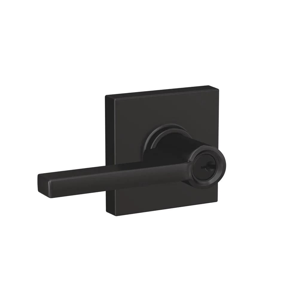 Custom Latitude Matte Black Collins Trim Keyed Entry Door Lever