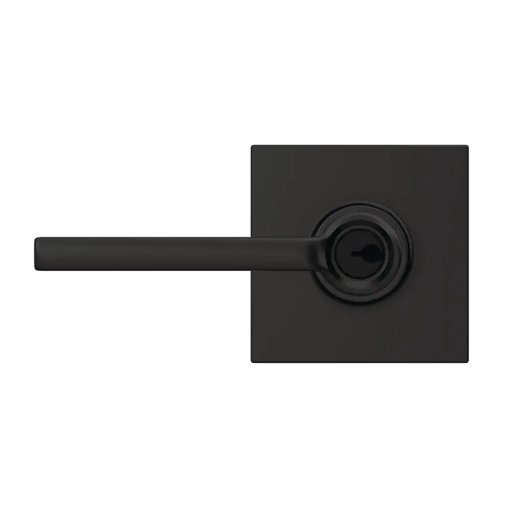 Custom Latitude Matte Black Collins Trim Keyed Entry Door Lever
