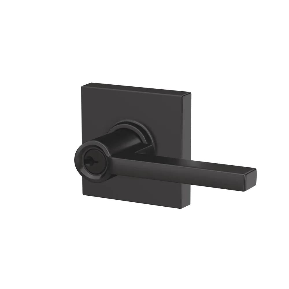Custom Latitude Matte Black Collins Trim Keyed Entry Door Lever