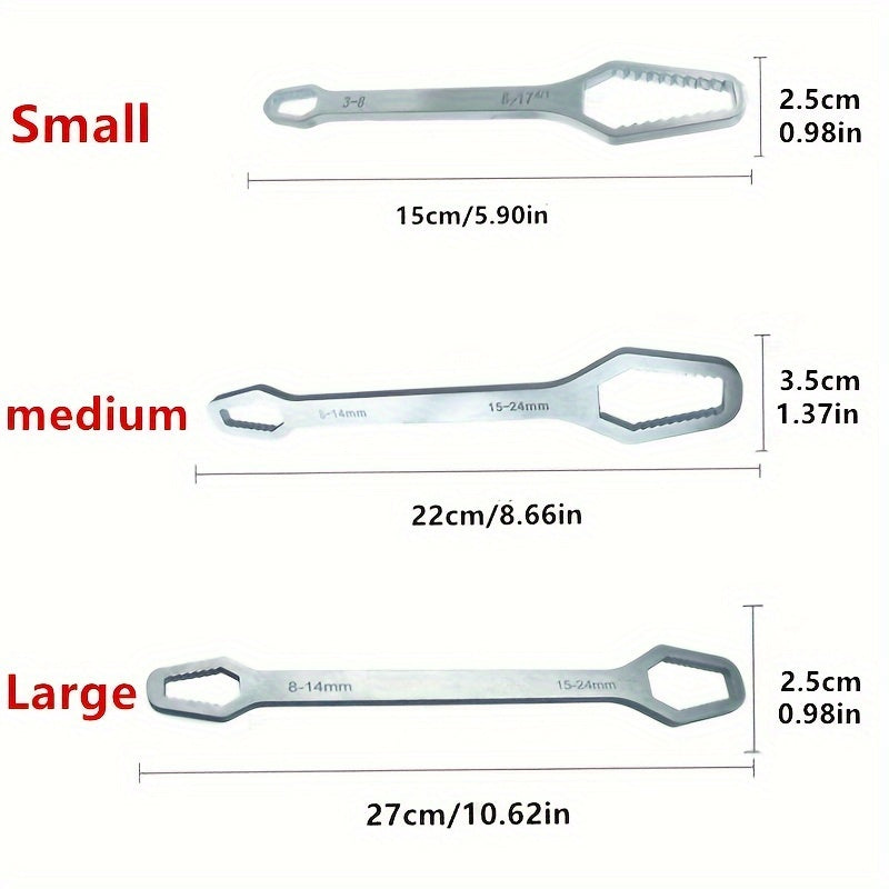 1pc 3-24mm Multi-functional Double Head Wrench Household Tools Universal Self-tightening Adjustable Special-shaped Wrench Portable Hand Tools