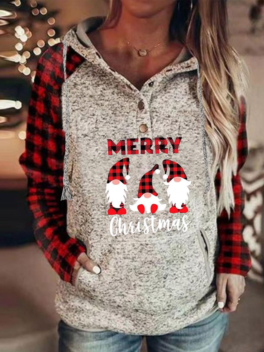 Casual Printed Long-Sleeved Hooded Sweatshirt