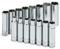 SK Hand Tool SK1945 15 Piece 0.5 in. Drive Deep Metric Chrome Socket Set