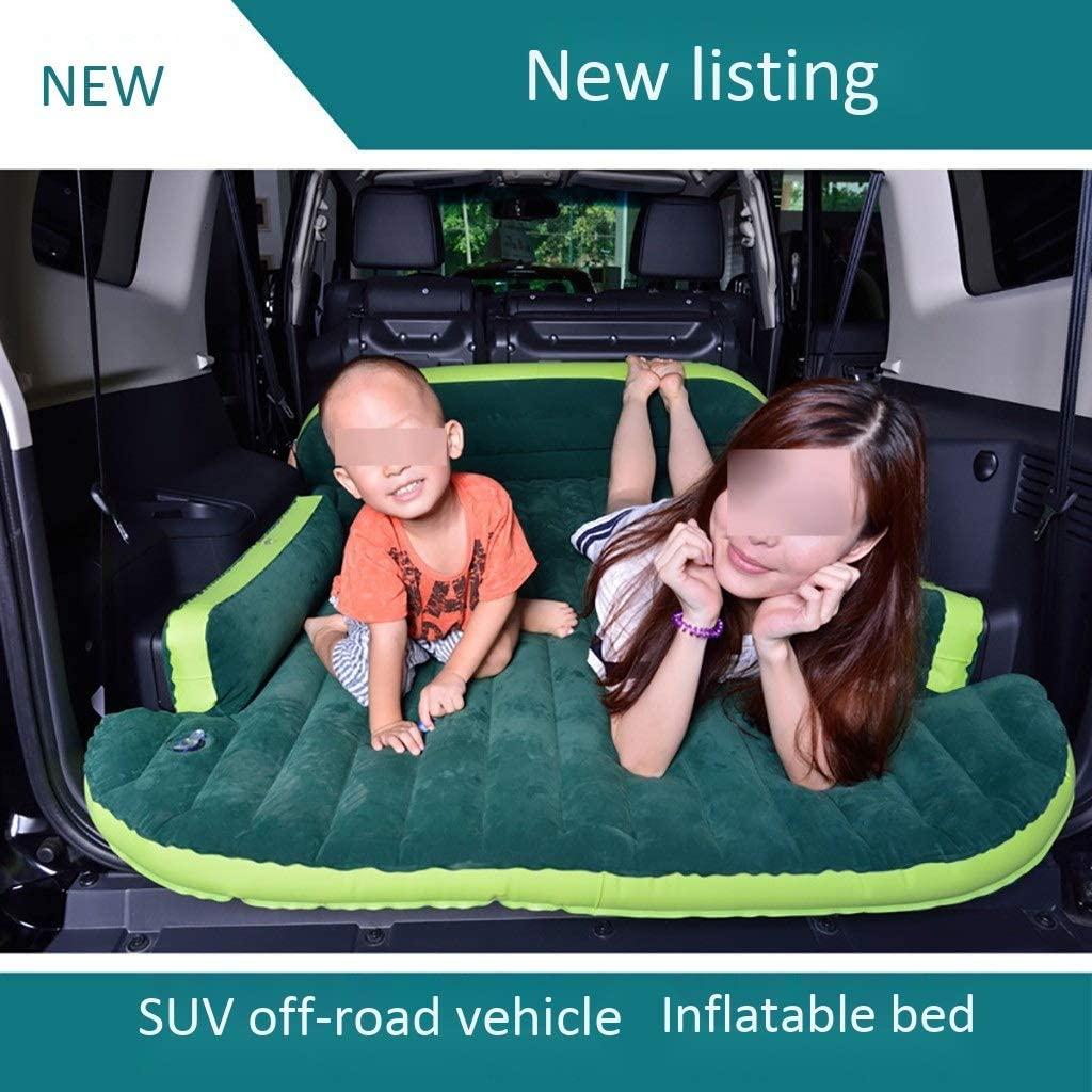 Believe in yourself SUV Car Inflatable Bed Outdoor Car Bed Car Rear Seat Child Travel Bed Sleeping Pad Folding Car Supplies (Color: Green)