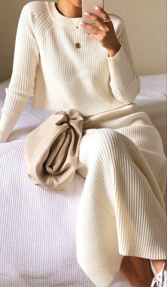Women's Rib Knit Skirt Suit