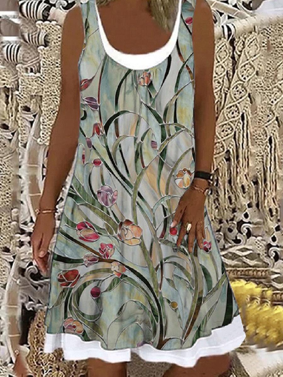 Loose Fashion Digital Printing Casual Shift Dress