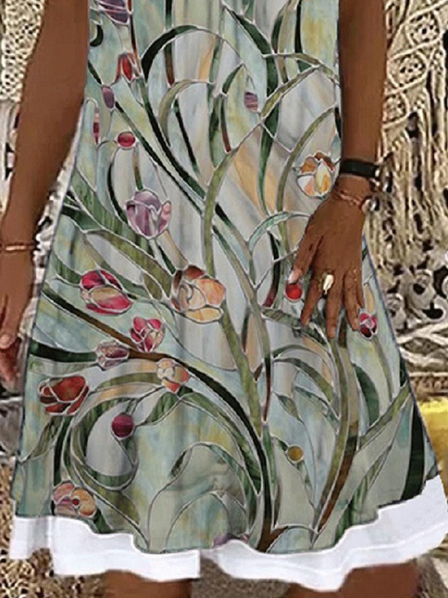 Loose Fashion Digital Printing Casual Shift Dress