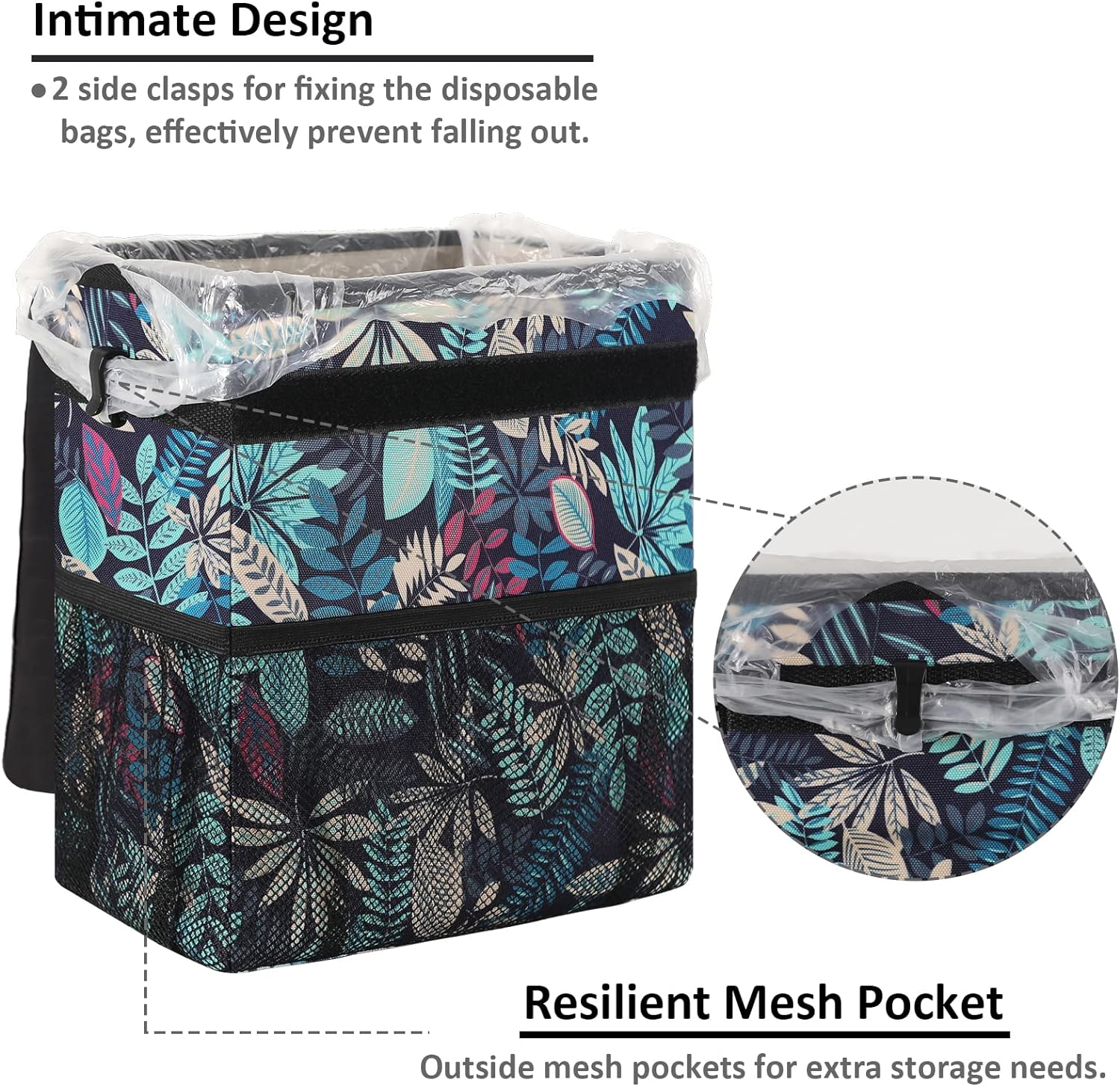 Vankor Trash Can for Car, Trash Bag Bin Hanging Waterproof Automotive Leak Proof Vehicle Garbage Cans Colorful Leaves