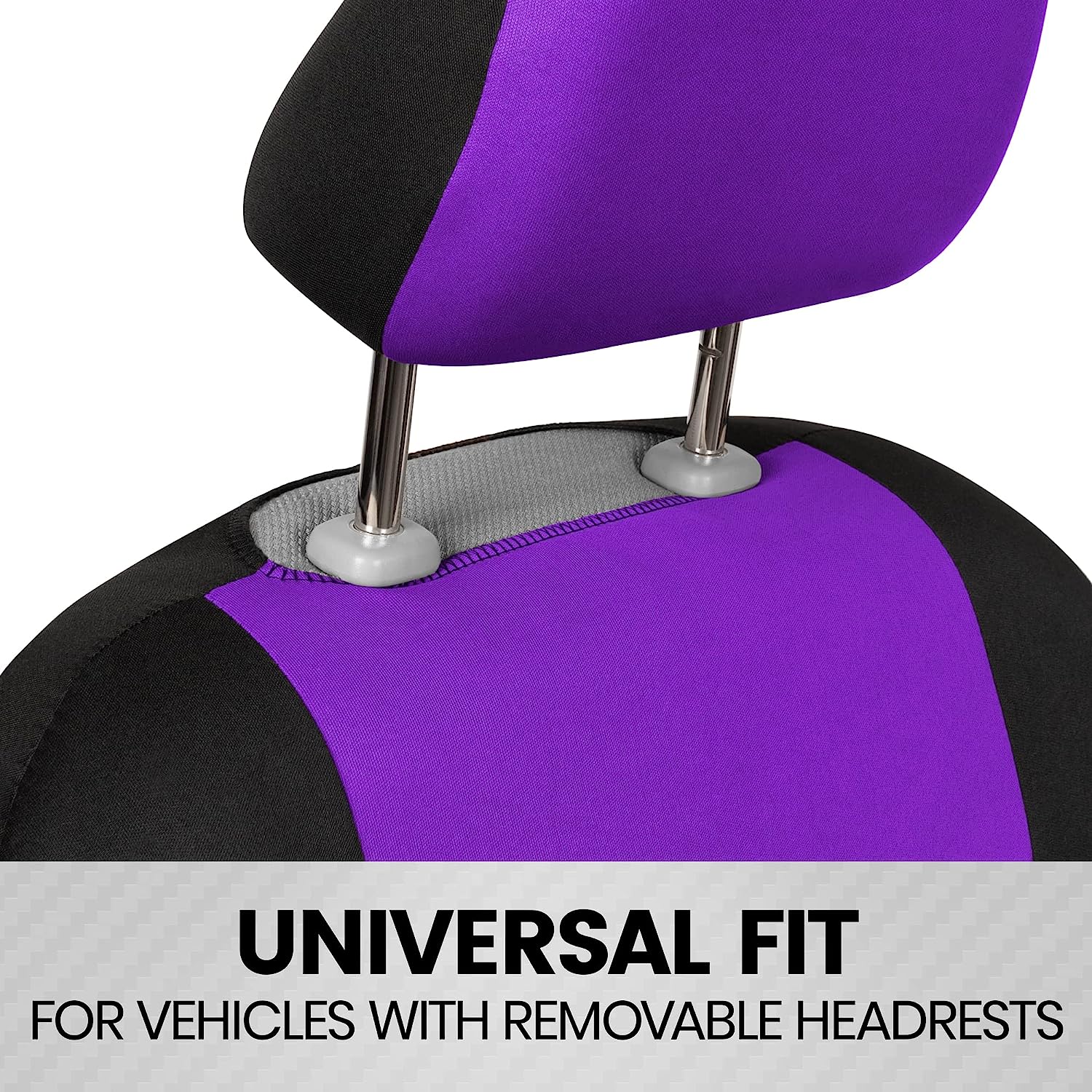 BDK PolyPro Car Seat Covers Full Set in Purple on Black – Front and Rear Split Bench Seat Covers for Cars, Easy to Install Car Seat Cover Set, Car Accessories for Auto Trucks Van SUV