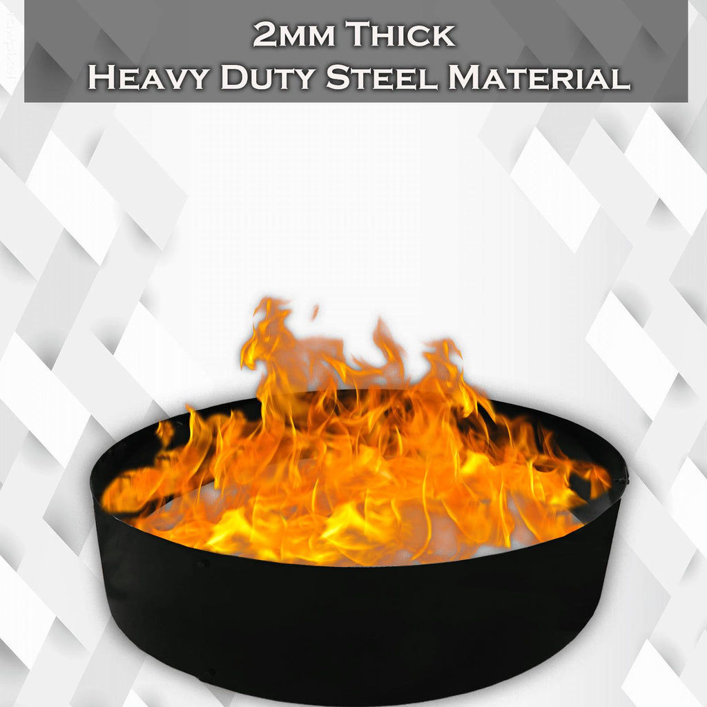 2mm thick Steel Campfire Fire Ring Solid  - Power coated - Lar48D x 12H