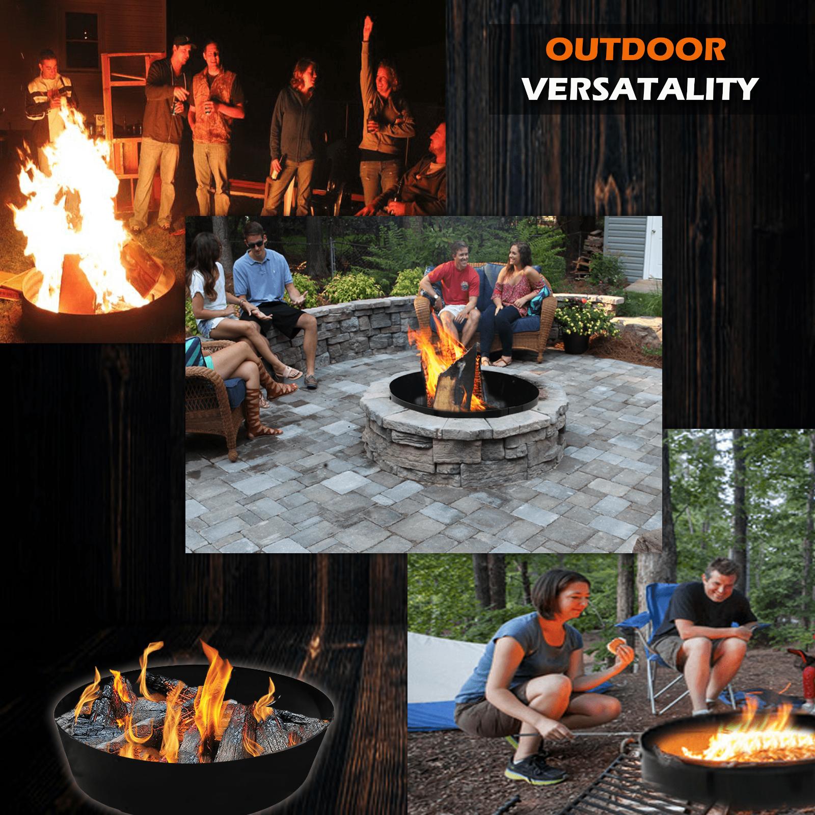 2mm thick Steel Campfire Fire Ring Solid  - Power coated - Lar48D x 12H