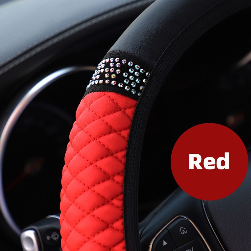 Bling Soft Faux Leather Car Steering Wheel Cover Non-Slip Heat And Cold Protector