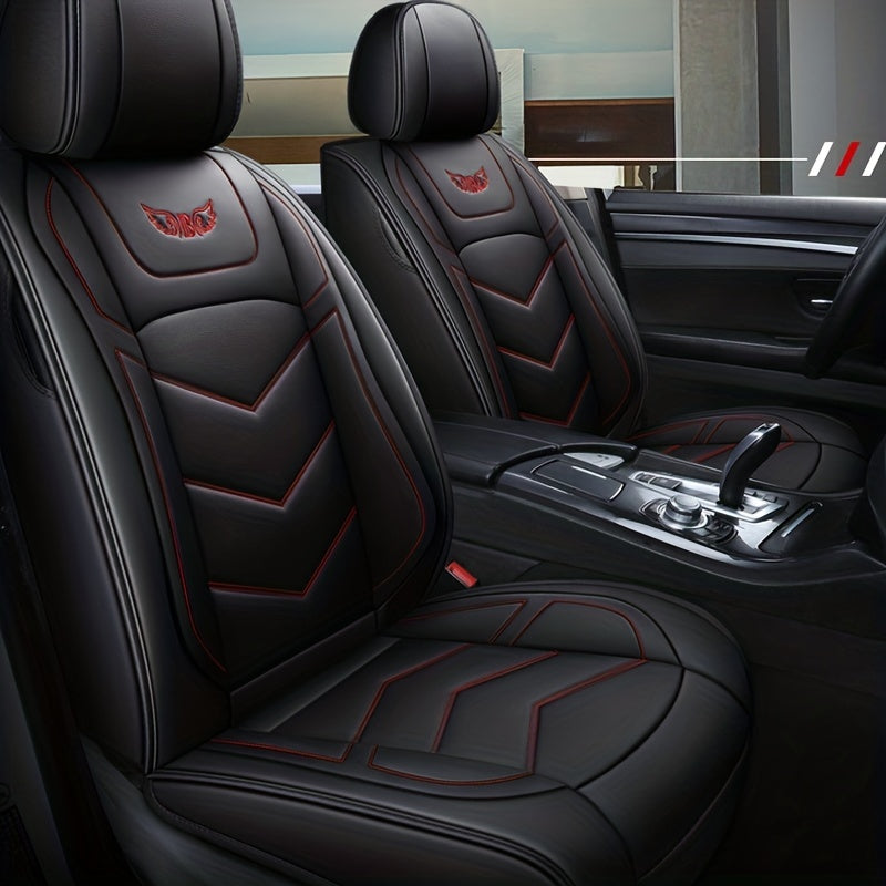 PU Leather Full Car Seat Covers Universal Fit Most Cars Four Seasons Car Seat Protector Waterproof Premium Textured Seat Cushion