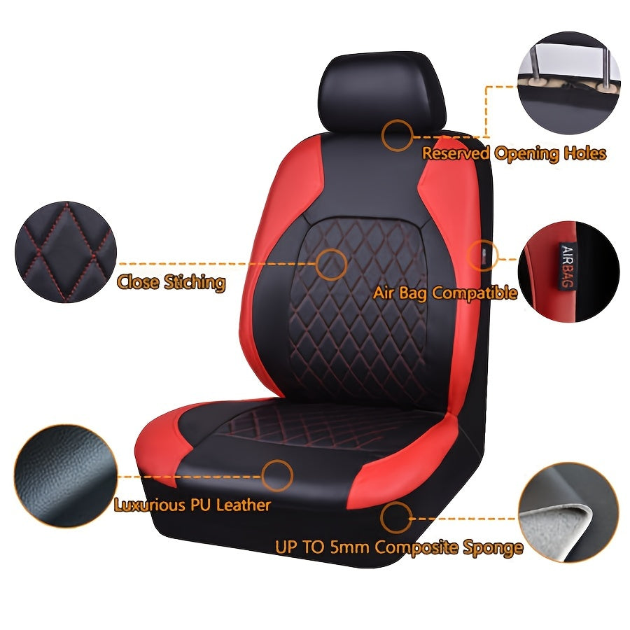 All Season PU Leather Universal Car Seat Cover Set Full Surrounded Cushion Protector Pad Anti-Scratch Fit Sedan Suv Pick-up Seat