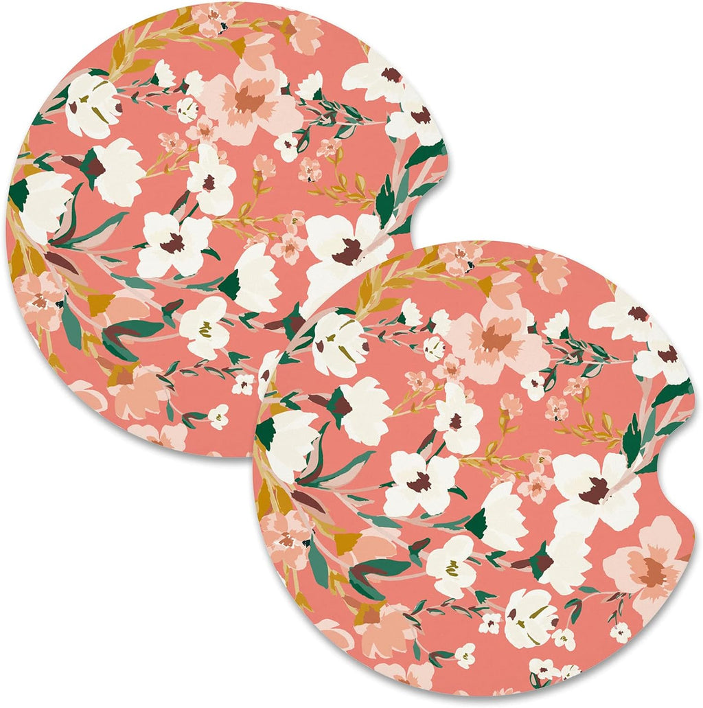 Nipichsha Car Cup Holder Coasters, Car Coasters for Cup Holders, 2 Pack Universal Anti Slip Insert Coasters, Rubber Car Cup Mat with A Finger Notch, Cute Car Interior Accessories for Women (Rosemary)