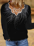 Women's Casual Solid Color Long-sleeved T-shirt