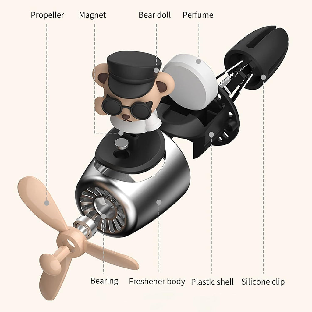 Cacacece Car Air Fresheners Cartoon Teddy Bear Pilot Automotive Air Outlet Creative Car Perfume Diffuser