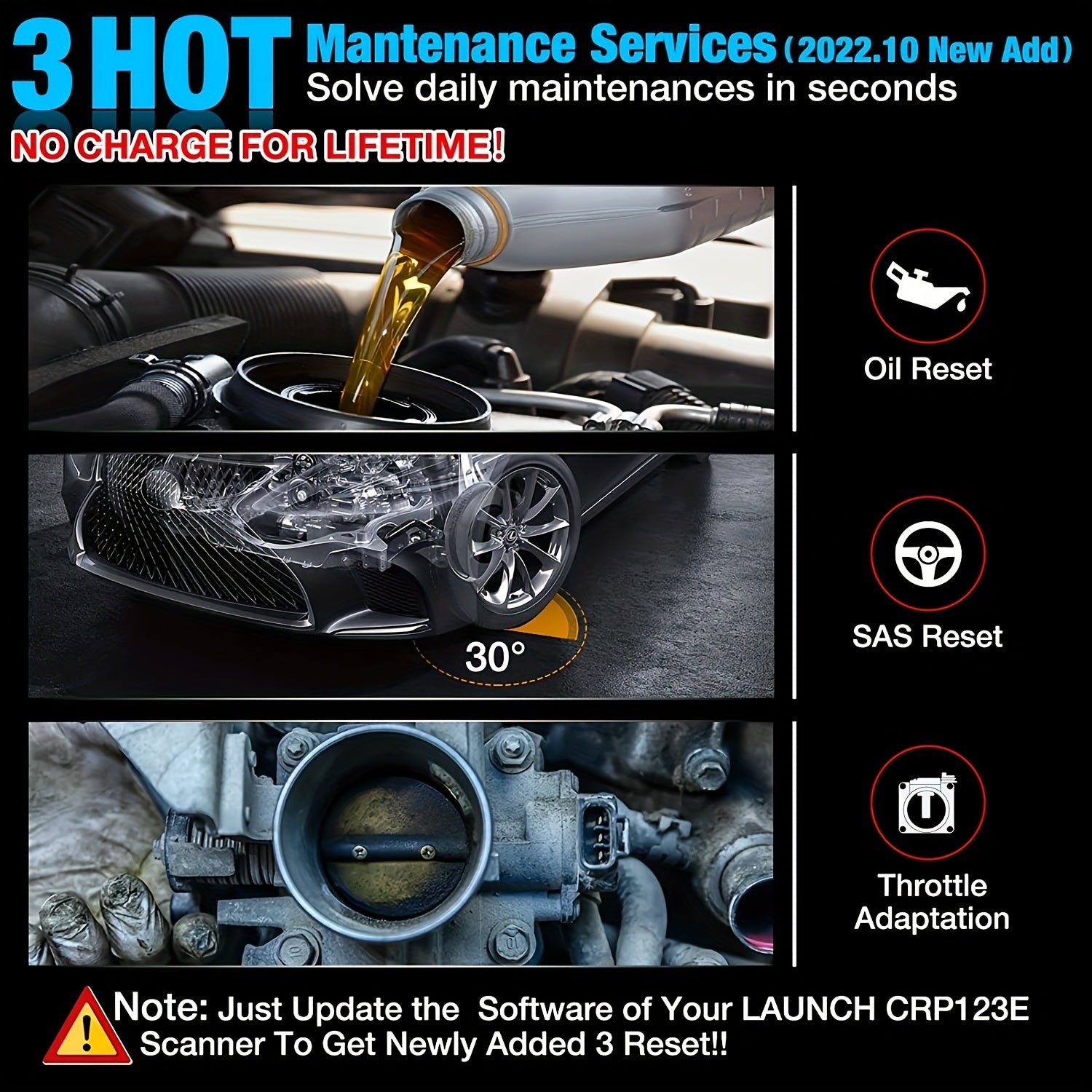 LAUNCH CRP123E OBD2 Scanner - ENG/ABS/SRS/AT Diagnostic Scan Tool With Oil/Throttle Reset/SAS Reset,Battery Test,AutoVIN,Car Code Reader For All Cars