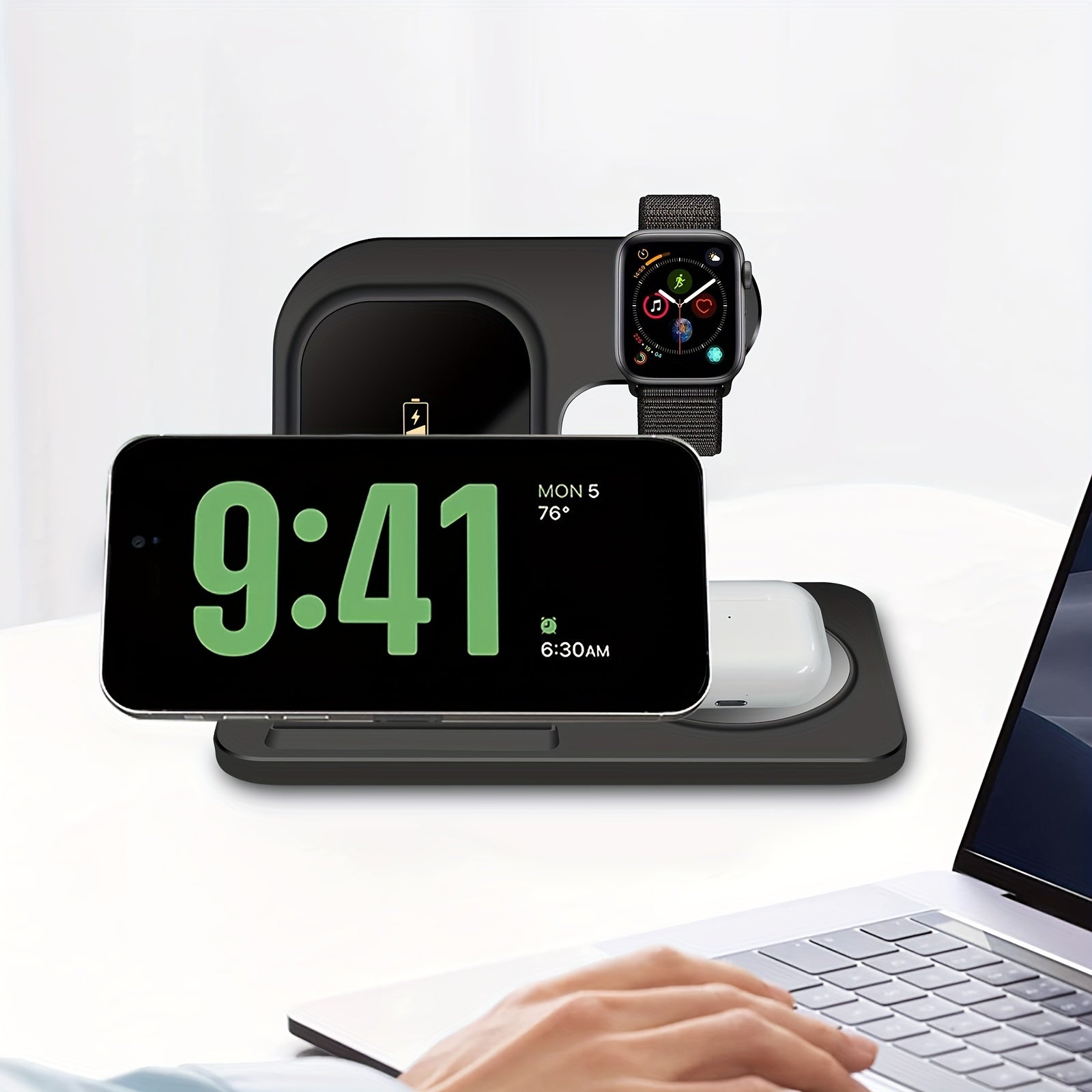 Wireless Charging Station For  Multiple Devices Foldable 3 In 1 Fast Charger Station Stand Dock For IWatch Series 8, 7, 6, SE, 5, 4, 3, 2, Airpods Pro 3, 2,  14Pro, 14, 13, Pro Max, 13 ,12, 11 Pro, X ,Max ,XS, XR, 8