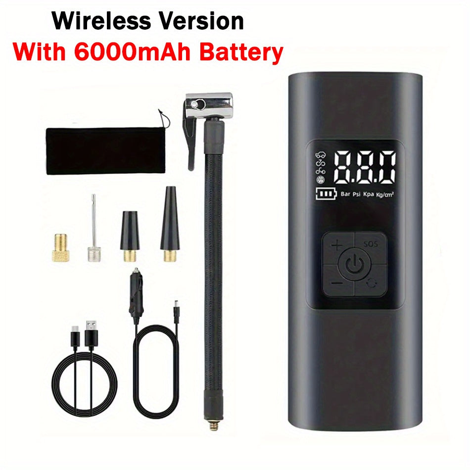 6000mAh Portable Cordless Tire Inflator: 150PSI Digital Air Pump for Cars, Bikes, and Boats