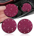 2pcs Bling Car Cup Holder Coaster, 2.75 inch Anti-Slip Shockproof Universal Fashion Vehicle Car Coasters Insert Bling Rhinestone Auto Automotive Interior Accessories for Women (2 pcs, Rose Red)