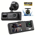 3 Camera Lens Car DVR 3-Channel Dash Cam HD 1080P Dash Camera Dual Lens Dashcam Video Recorder Black Box Car ParMonitoring Insede IR Night Vision