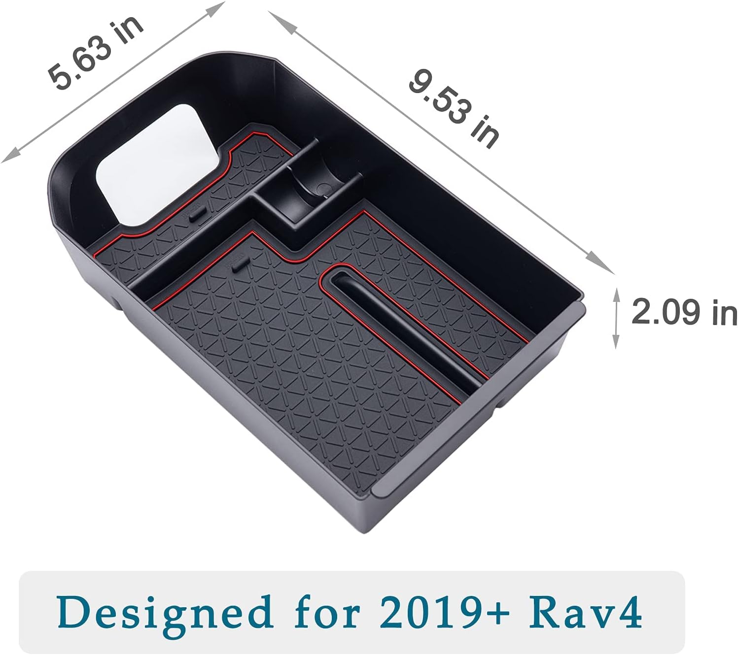 JDMCAR Center Console Tray Organizer Compatible with Toyota RAV4 Accessories 2023 2023 2023 2023 2023 and 2021-2023 RAV4 Prime, Armrest Insert Container ABS Material Secondary Storage Box-Red