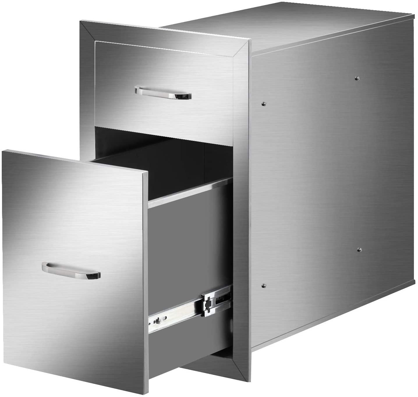 ROVSUN Outdoor Kitchen Access Drawers  Steel BBQ StoraDrawers with S
