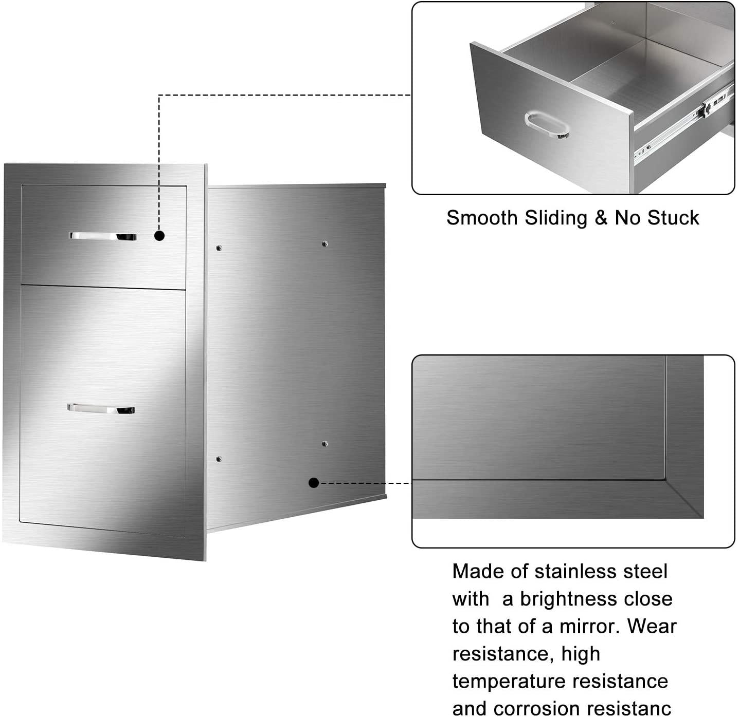 ROVSUN Outdoor Kitchen Access Drawers  Steel BBQ StoraDrawers with S