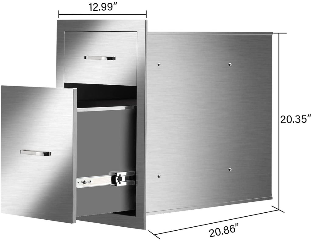 ROVSUN Outdoor Kitchen Access Drawers  Steel BBQ StoraDrawers with S