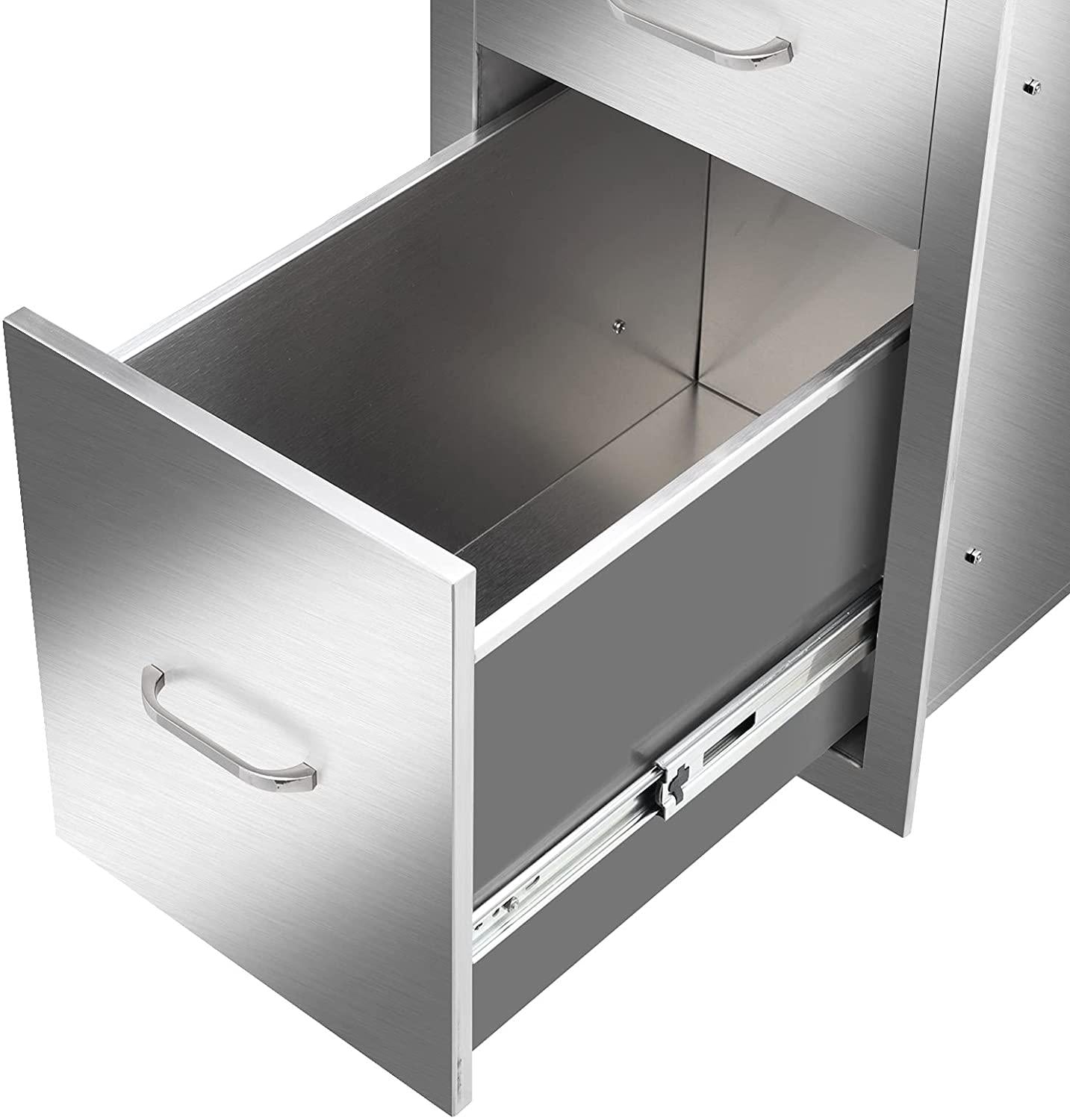 ROVSUN Outdoor Kitchen Access Drawers  Steel BBQ StoraDrawers with S