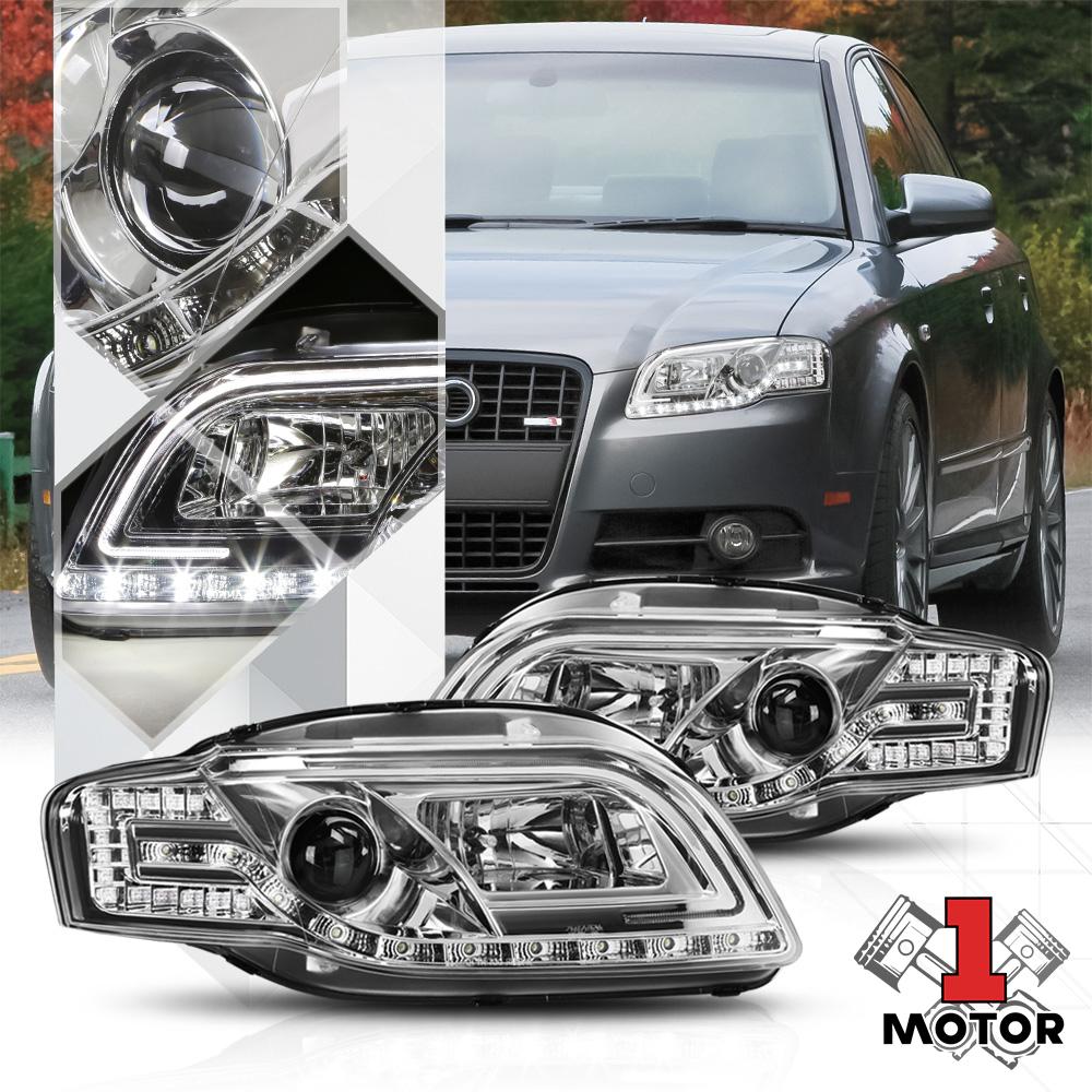 Projector Headlight White DRL Amber LED Signal for 05-08 Audi S4/A4 B7 06 07