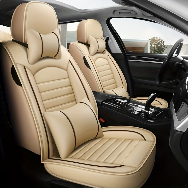 5-seat All-inclusive Car Seat Cover PU Leather Four Seasons Universal Car Seat Protector Compatible With Five-seat Car Pickup Truck SUV Off-road