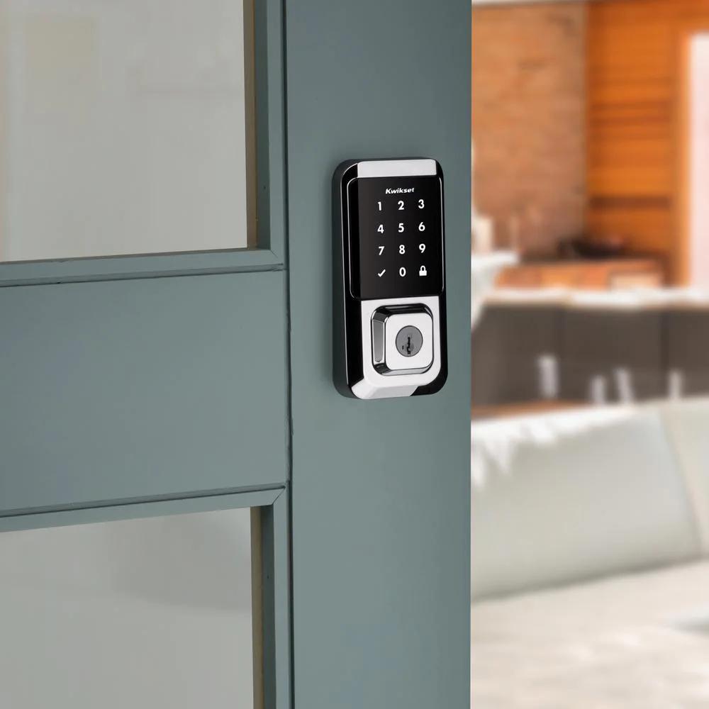 HALO Polished Chrome Touchscreen Wi-Fi Electronic Single-Cylinder Smart Lock Deadbolt featuring SmartKey Security