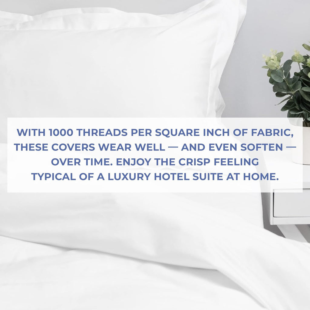 Kotton Culture 1000 Thread Count Queen Duvet Cover Cotton Egyptian Cotton with Zipper Closure &amp; Corner Ties Breathable All Season Soft Sateen Weave Comforter Cover (Queen/Full, White)