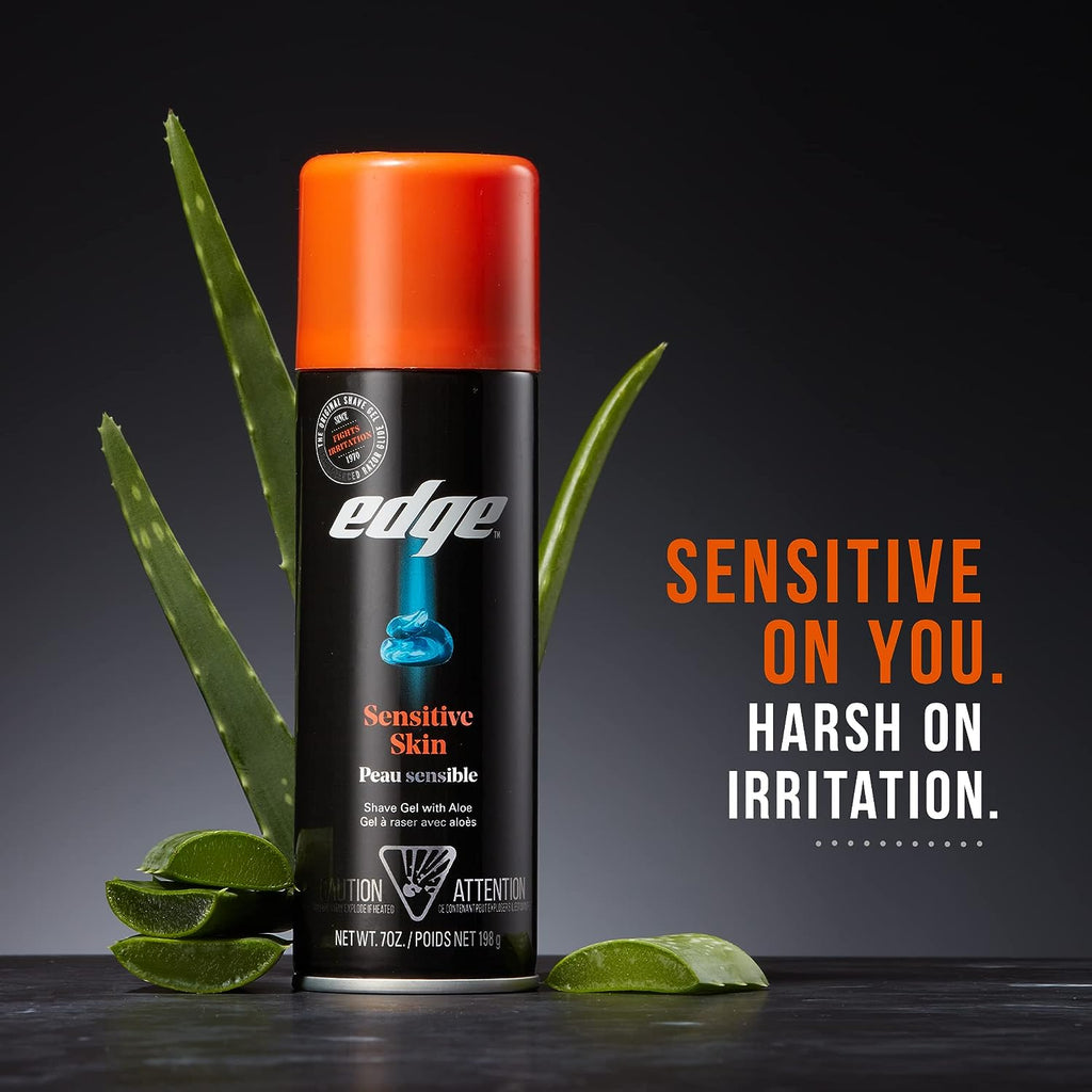 Edge Shave Gel for Men, Sensitive Skin with Aloe, 7 Ounce (Pack of 6) - Shaving Gel For Men That Moisturizes, Protects and Soothes To Help Reduce Skin Irritation