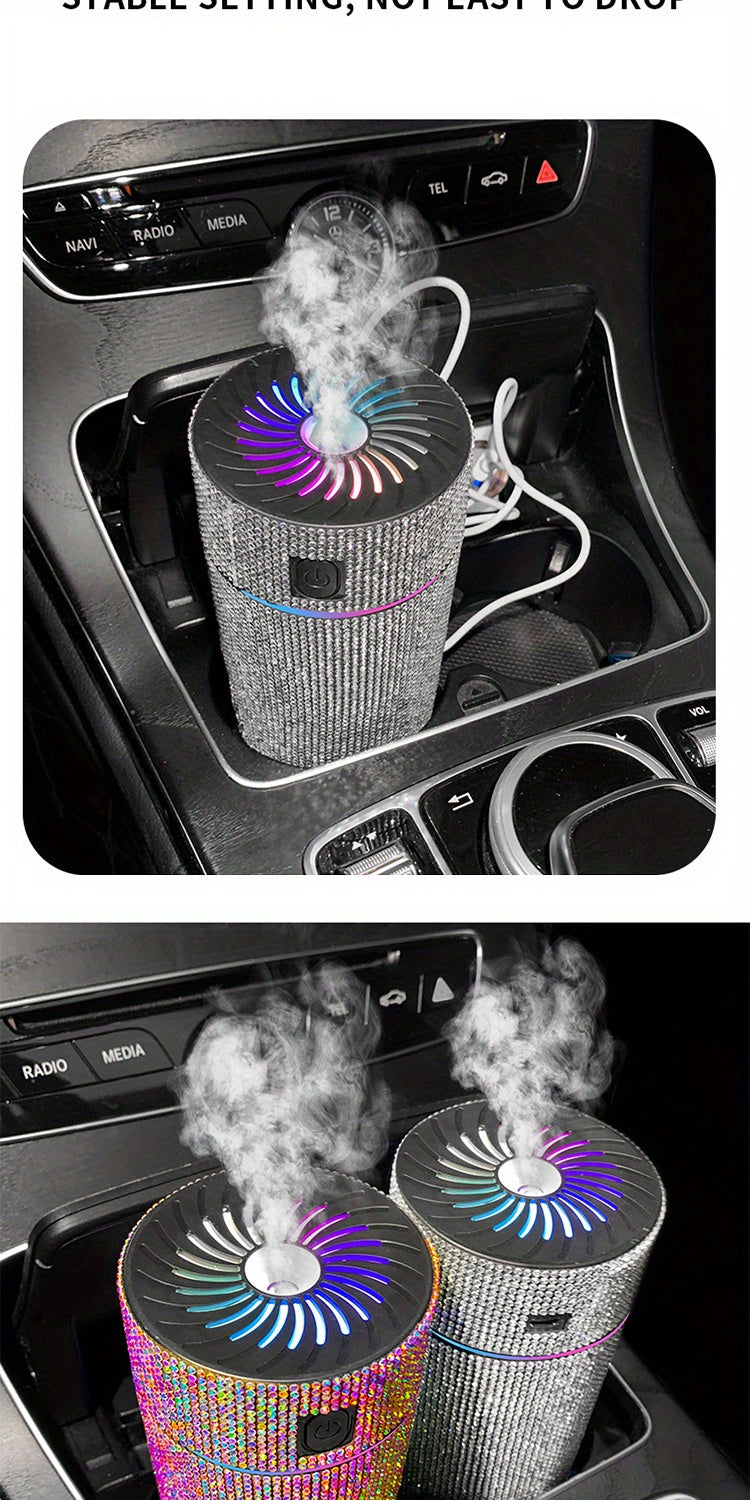 Luxury Rhinestone Car Diffuser Humidifier With LED Light Auto Air Purifier Aromatherapy Diffuser Air Freshener Car Accessories