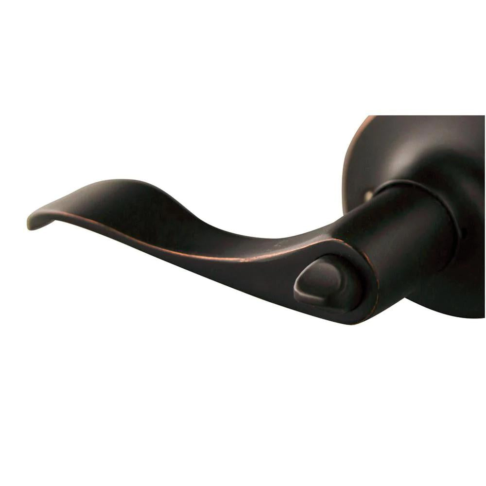 Stratford Oil Rubbed Bronze Privacy Bed/Bath Door Lever with Universal 6-Way Latch (6-Pack)
