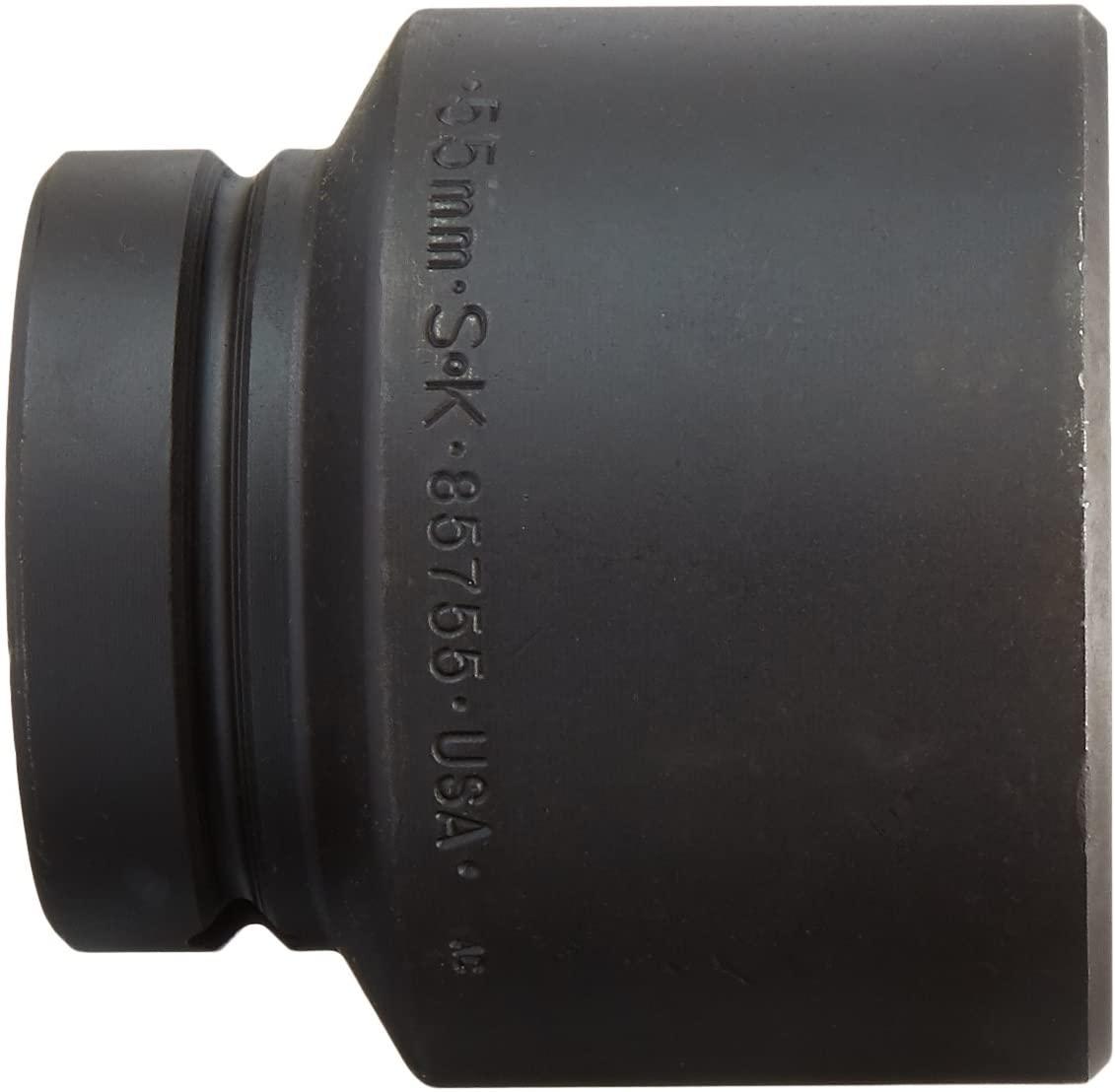 SK Hand Tool 85755 1-Inch Drive Standard Impact Socket, 55mm