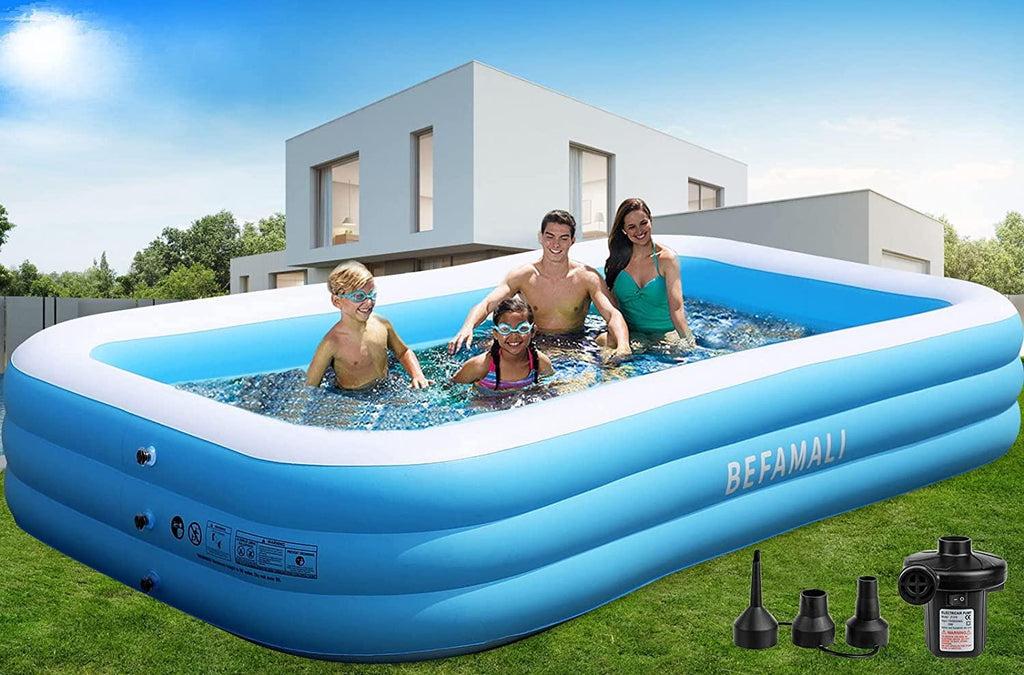 large inflatable pool with pump - 130'' x 72'' x 22''family swimming pool for adults, blow up pool for backyard, garden