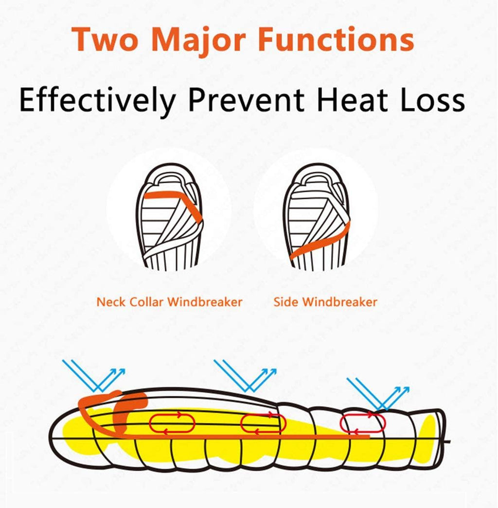 HXXXIN Goose Down Mummy Sleeping Bag Winter 20D 400T Nylon Waterproof Warm Sleeping Bag Portable Camping Travel
