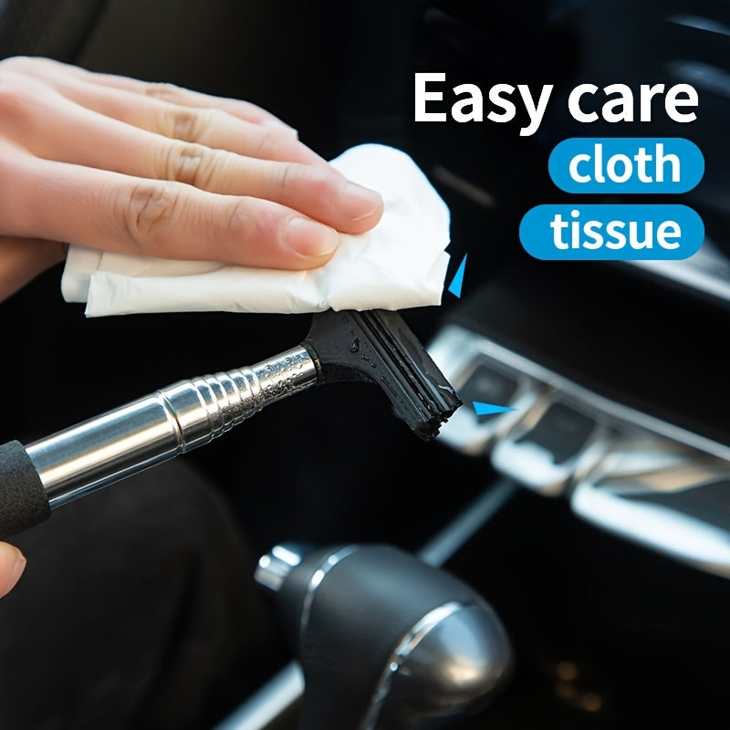 Portable Rearview Mirror Wiper Retractable Car Window Cleaning Brush With SponCleaner Remover