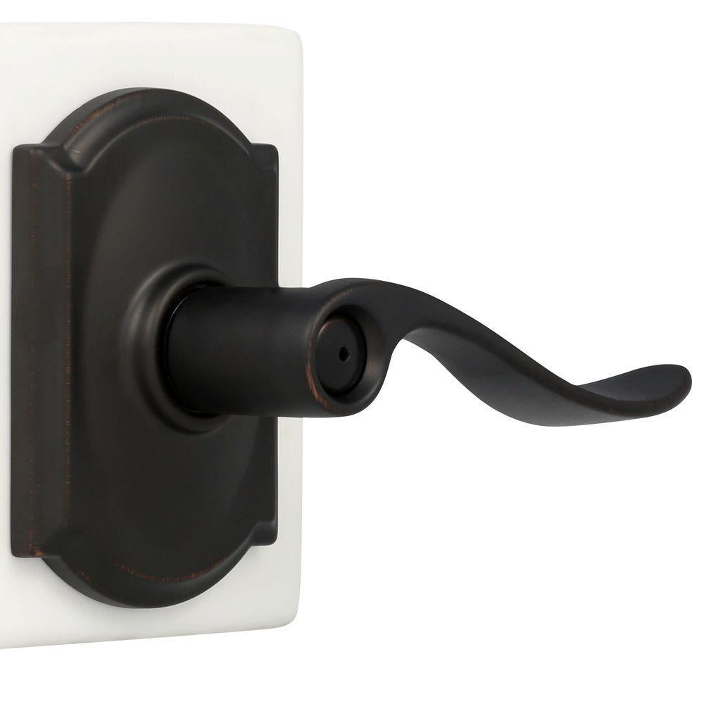 Accent Aged Bronze Privacy Bed/Bath Door Lever with Camelot Trim