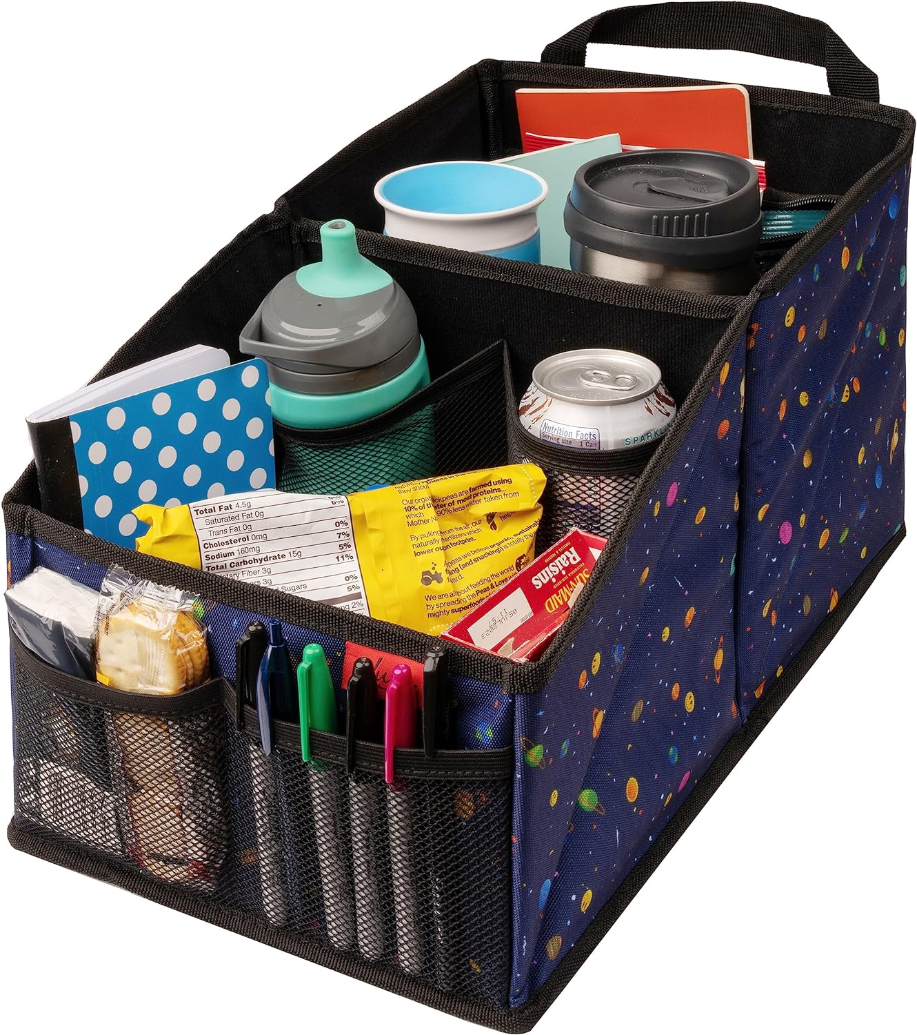 Lusso Gear Car Seat Organizer for Front or Backseat - Great for Adults &amp; Kids, Features 9 Storage Compartments for Toys, Magazines, Tissues, Maps, Books, Documents, Games &amp; More (Planets)