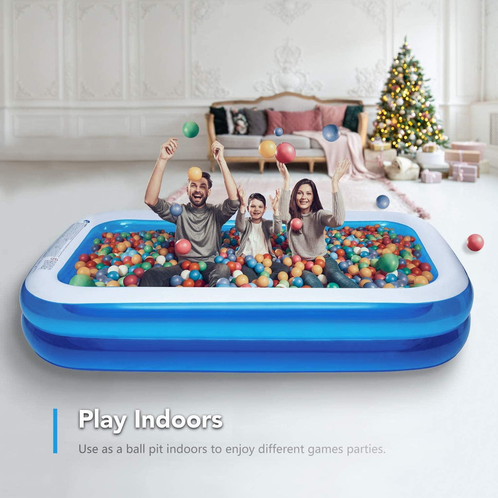 chiclist inflatable swimming pool 120" x72" x20" family swim center for kids full-sized lounge pool for kids adults easy set for backyard summer water party outdoor kiddie pools